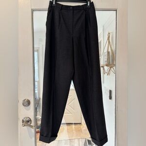 Classic Heather Grey High-Waist Wool Trousers